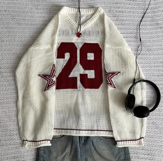 Mesh Baseball Oversized Sweater