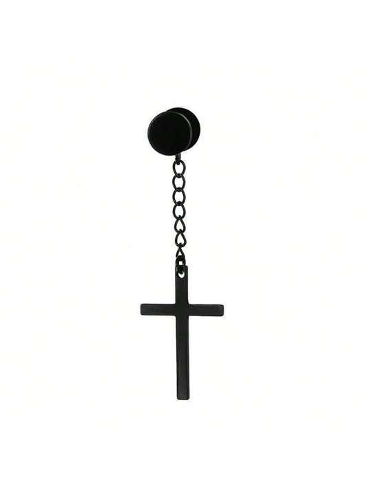 Dark Chain Cross Earring
