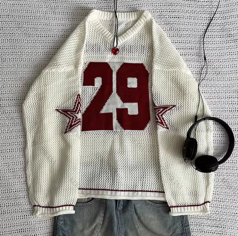 Mesh Baseball Oversized Sweater