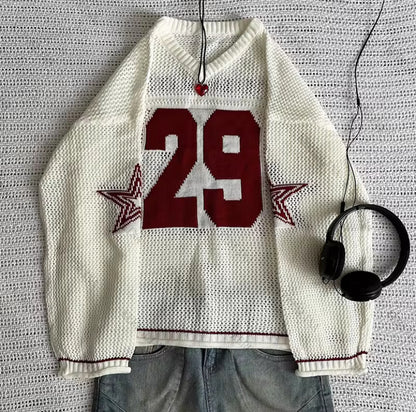 Mesh Baseball Oversized Sweater
