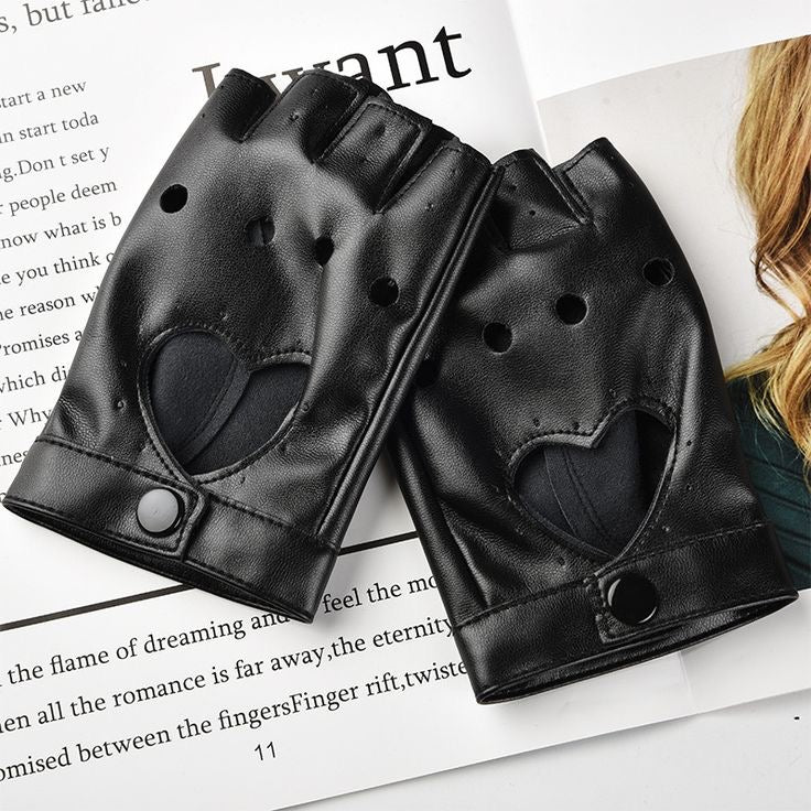 Heart PU Leather Gloves