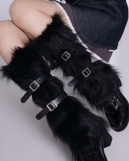 Fluffy Belt Leg Warmers