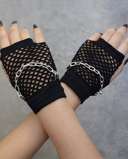Fishnet Chain Gloves