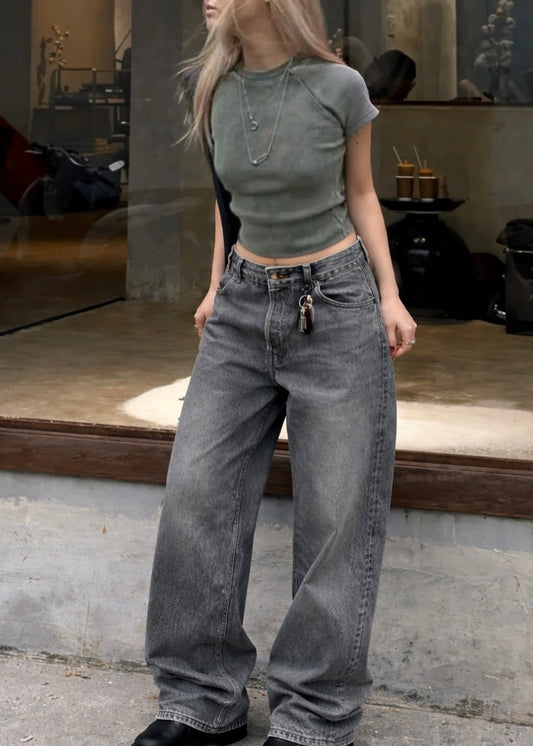 Grey Acid Wash Jeans