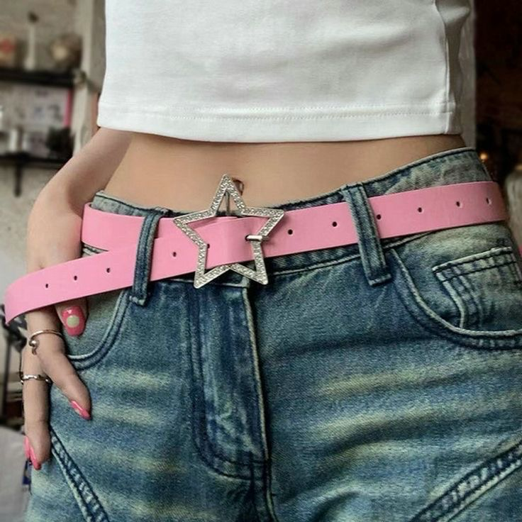 Pink Rhinestone Star Belt