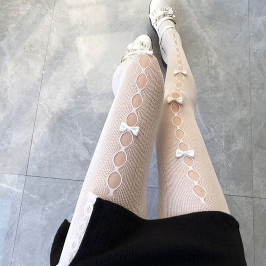 Winter Bow Fishnet Stockings