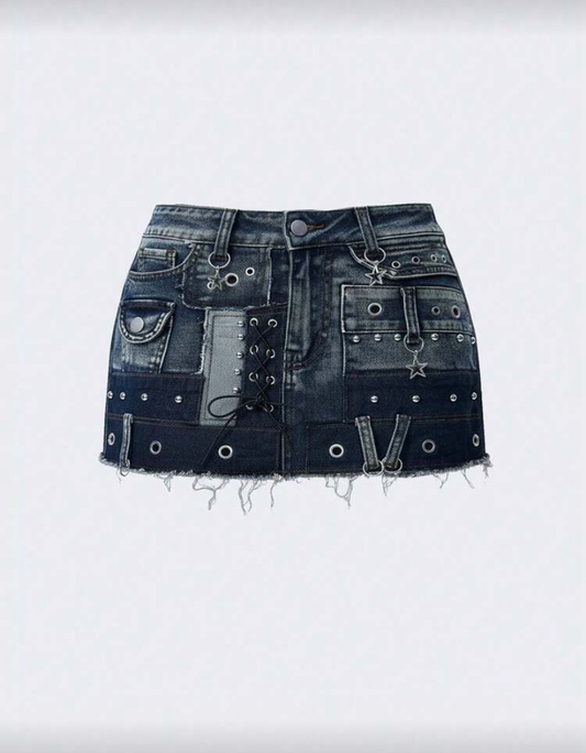 Denim Patchwork Skirt