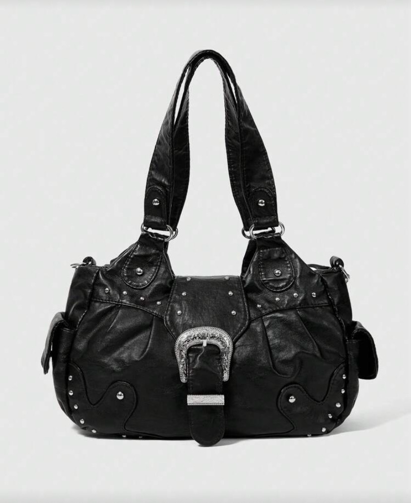 Y2K Black Leather  Bag