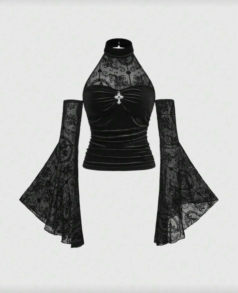 Dark Lily Lace top