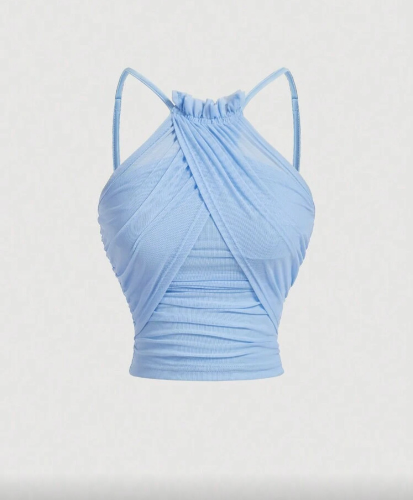 Blue Wrap Top