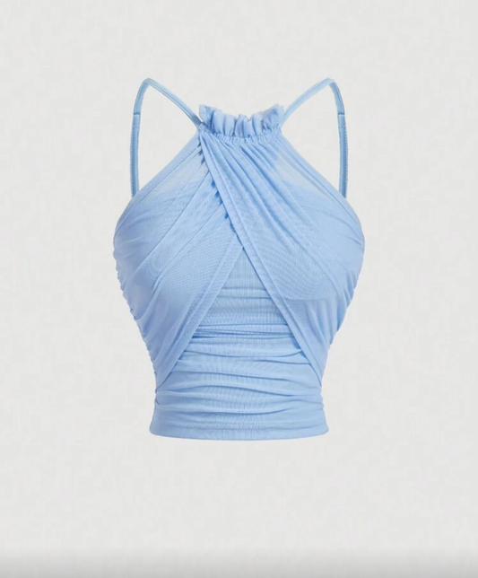 Blue Wrap Top