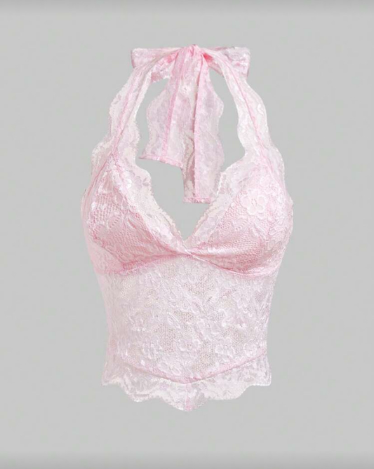 Lace Pink Halter Top