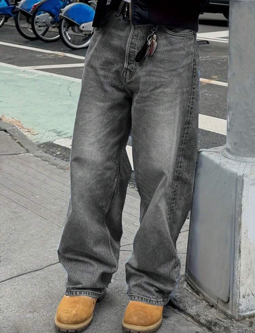 Grey Acid Wash Jeans