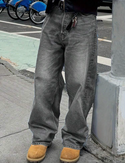 Grey Acid Wash Jeans