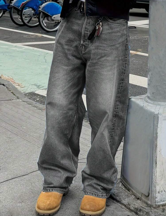 Grey Acid Wash Jeans