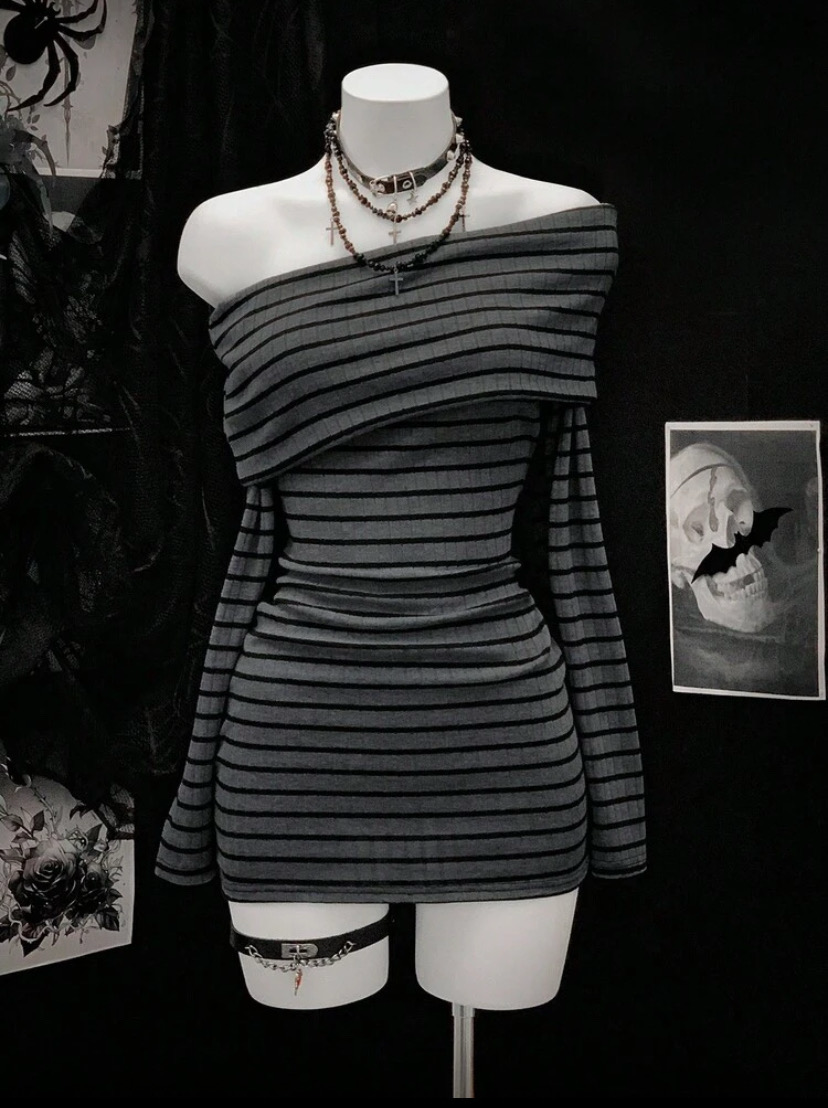 Offshoulder  Grey Dress