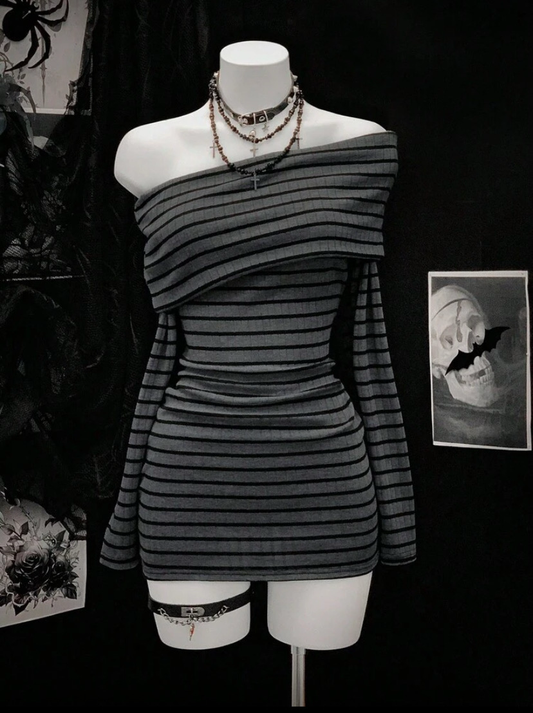 Offshoulder  Grey Dress