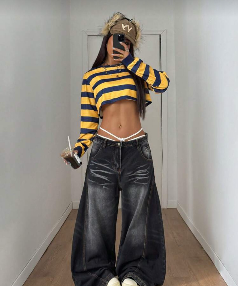 Striped crop long sleeve