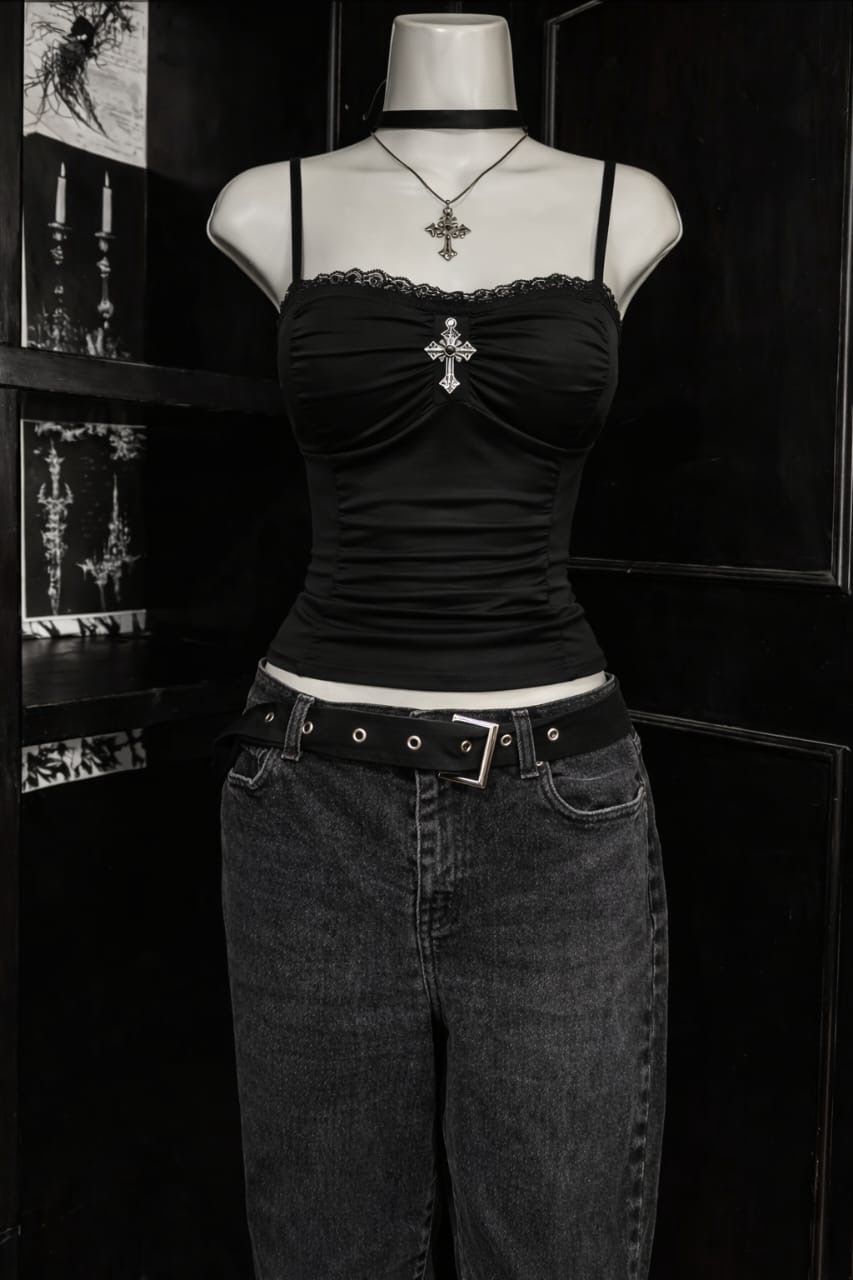 Black Cross Tank Top