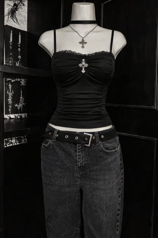 Black Cross Tank Top