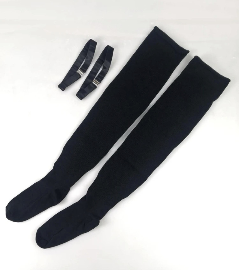Black Thigh High Socks  with buckles