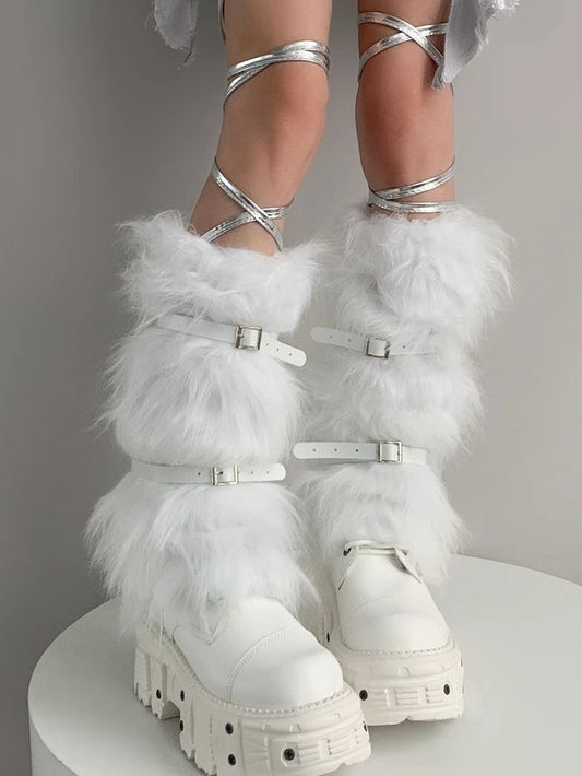 Fluffy Belt Leg Warmers