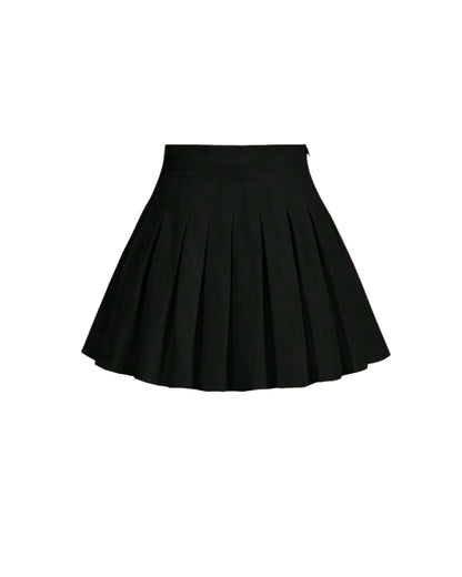 High waist Black Pleated Skirt