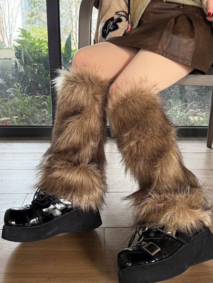 Fluffy Brown Leg Warmers