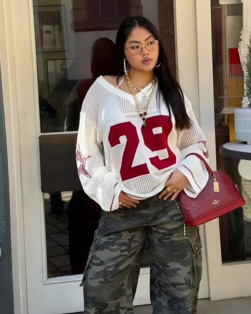 Mesh Baseball Oversized Sweater