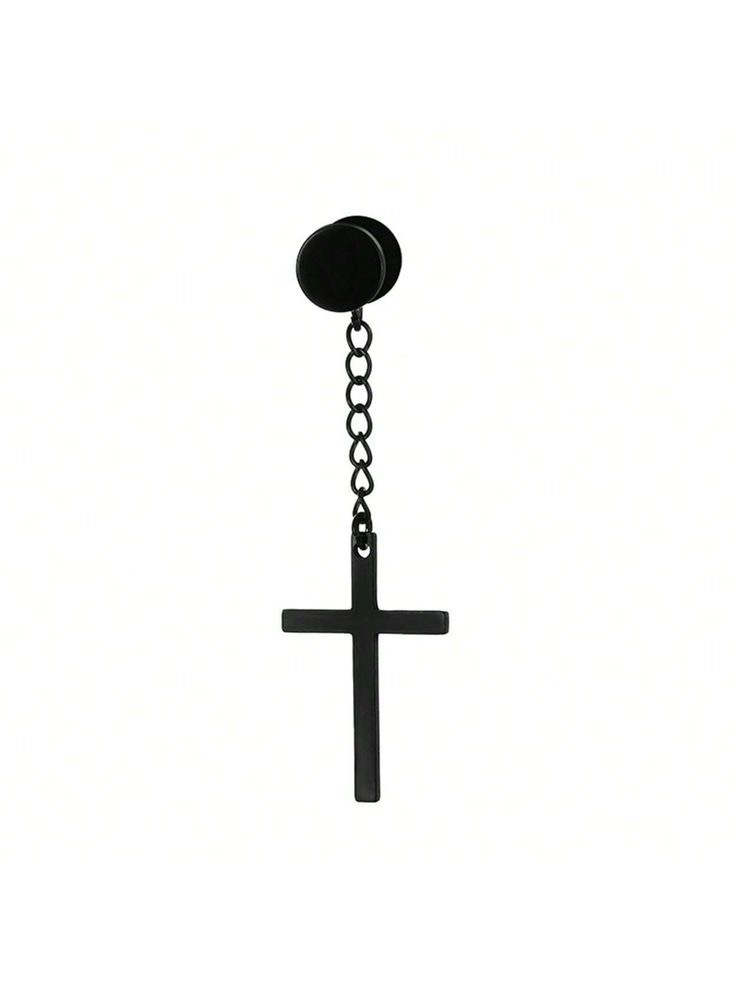 Dark Chain Cross Earring