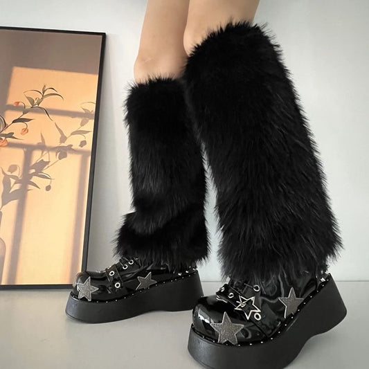 Fluffy Black Leg Warmers