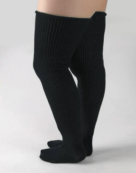 Black Thigh High Socks  with buckles