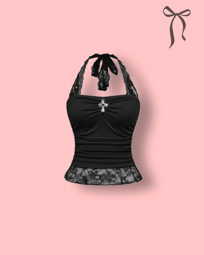 Dark Doll Lace Halter Top