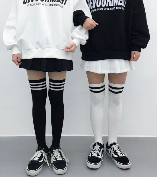 Striped Thigh High Socks