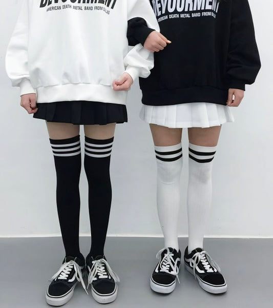 Striped Thigh High Socks